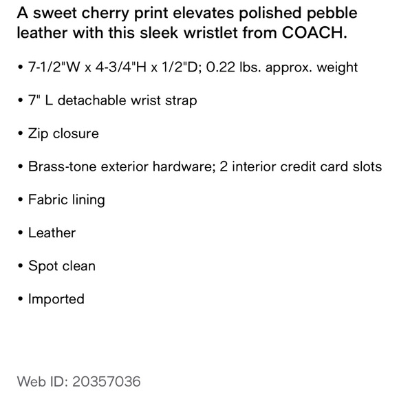 Coach Cherry Pattern Wristlet - Picture 2 of 3